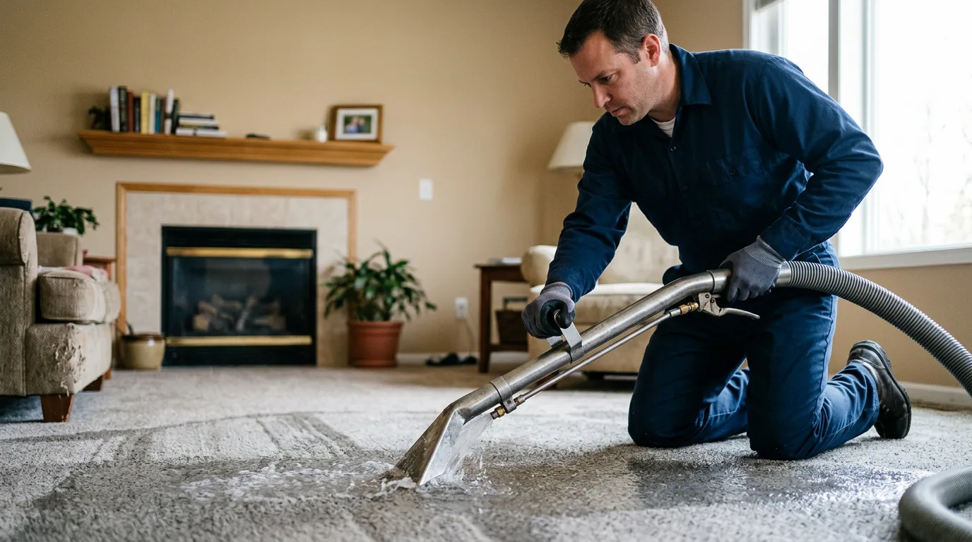 Water damage restoration technician working near Rumely, MI
